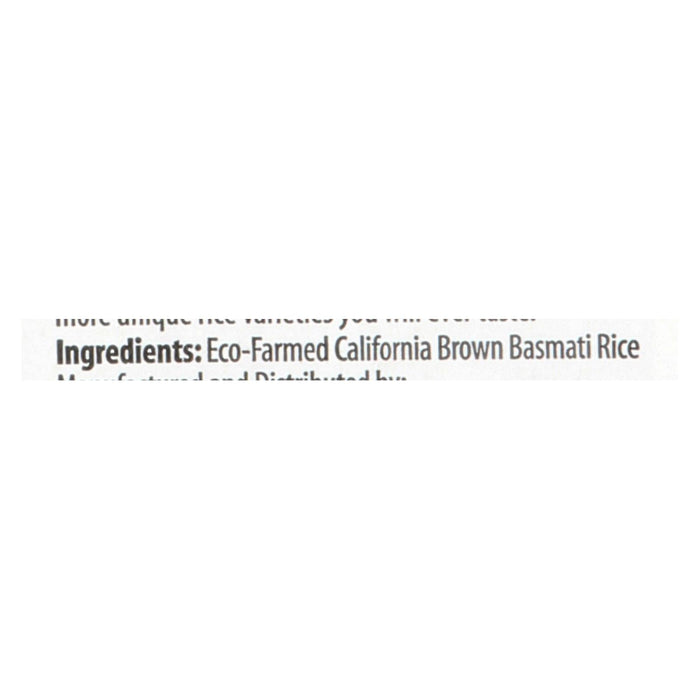 Lundberg Family Farms Brown Basmati Rice - Case Of 25 - 1 Lb.