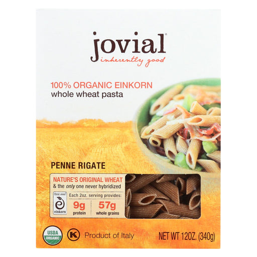 Jovial Pasta - Organic - Whole Grain Einkorn - Penne Rigate - 12 Oz - Case Of 12