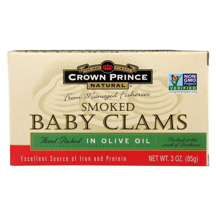 Crown Prince Clams - Smoked Baby Clams In Olive Oil - Case Of 12 - 3 Oz.