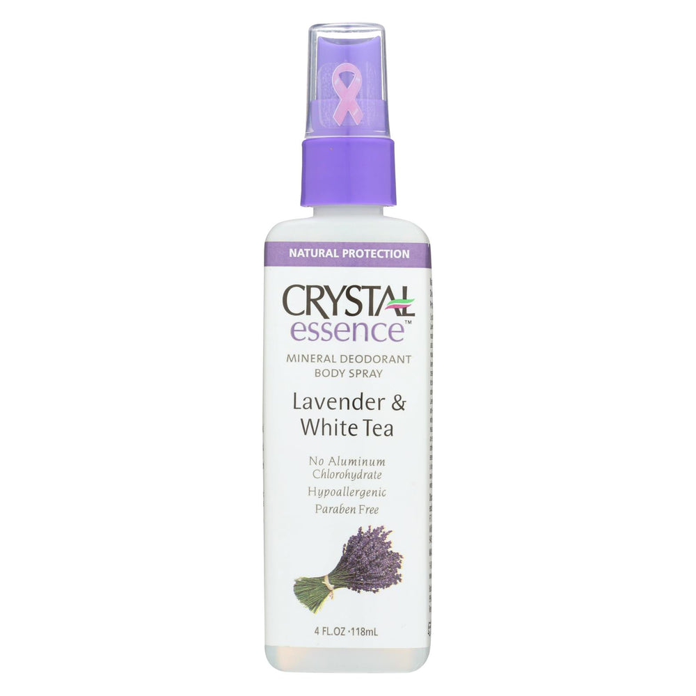 Crystal Essence Mineral Deodorant Body Spray Lavender And White Tea - 4 Fl Oz