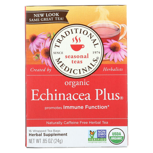 Traditional Medicinals Organic Echinacea Plus Herbal Tea - 16 Tea Bags - Case Of 6