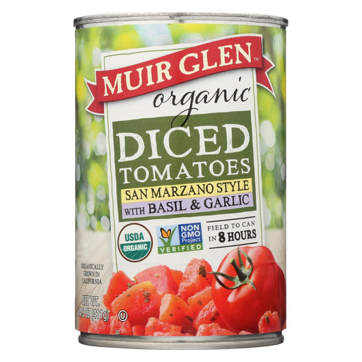 Muir Glen Diced Tomatoes, Basil And Garlic - Tomato - Case Of 12 - 14.5 Oz.