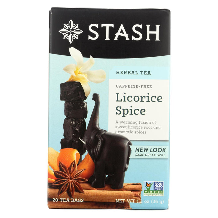 Stash Tea Company Premium Licorice Spice Herbal Tea - Caffeine Free - Case Of 6 - 20 Bags