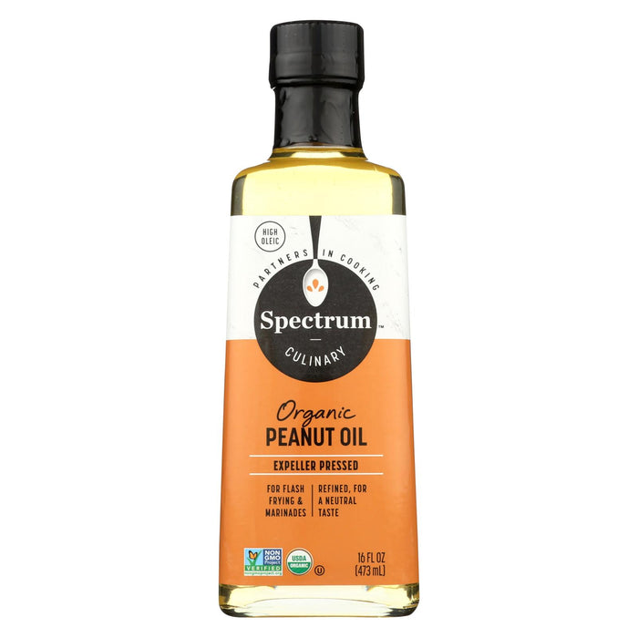 Spectrum Naturals High Heat Refined Organic Peanut Oil - Case Of 12 - 16 Fl Oz.