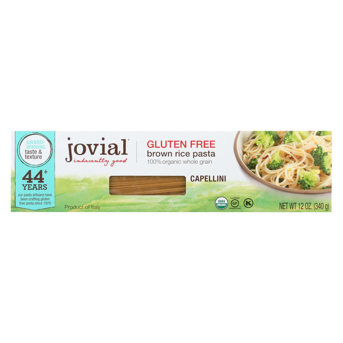 Jovial Gluten Free Brown Rice Pasta - Capellini - Case Of 12 - 12 Oz.
