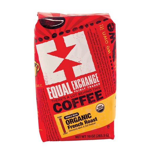 Equal Exchange Organic Whole Bean Coffee - French Roast - Case Of 6 - 10 Oz.