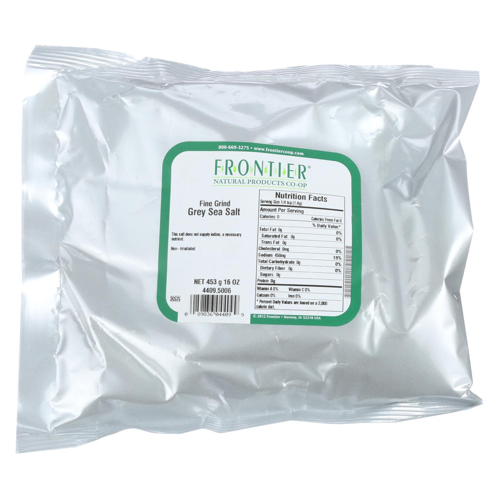 Frontier Herb Gourmet Salt - Sea Salt - Grey - Fine Grind - Bulk - 1 Lb