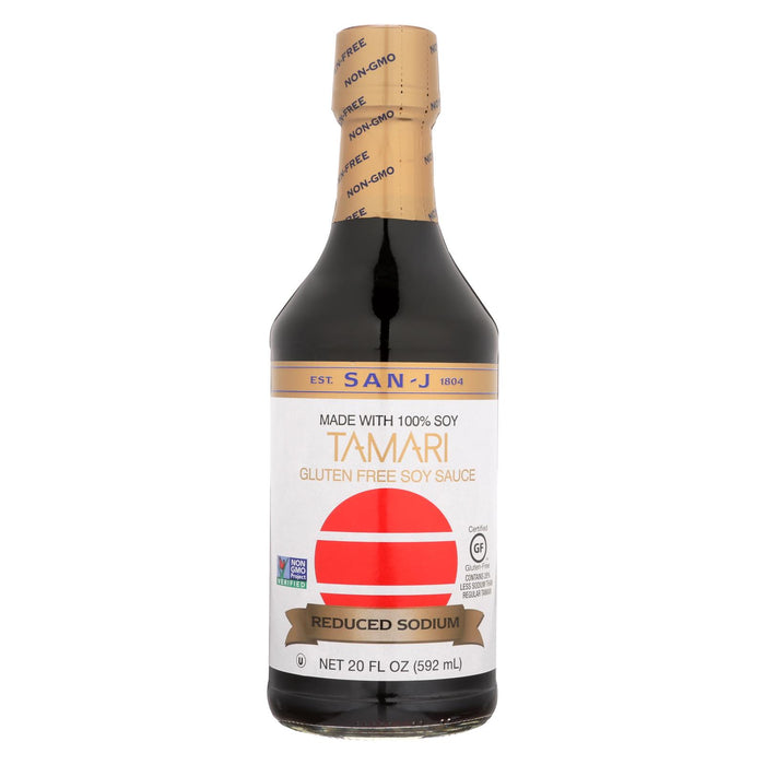 San - J Tamari Soy Sauce - Reduced Sodium - Case Of 6 - 20 Fl Oz.