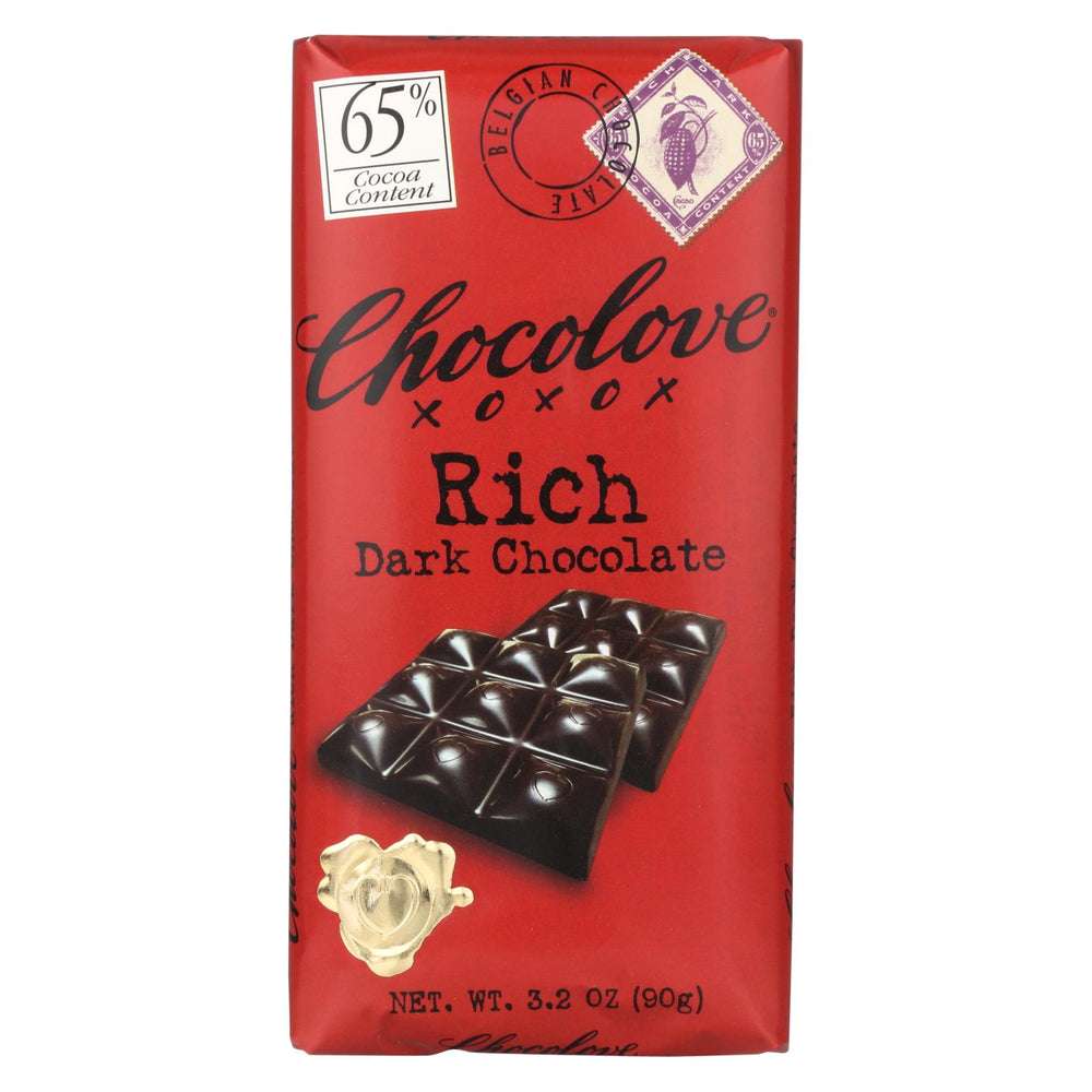 Chocolove Xoxox Premium Chocolate Bar - Dark Chocolate - Rich - 3.2 Oz Bars - Case Of 12