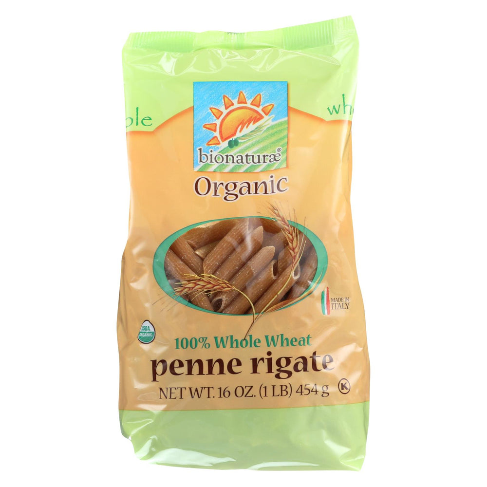 Bionaturae Pasta - Organic - 100 Percent Whole Wheat - Penne Rigate - 16 Oz - Case Of 12