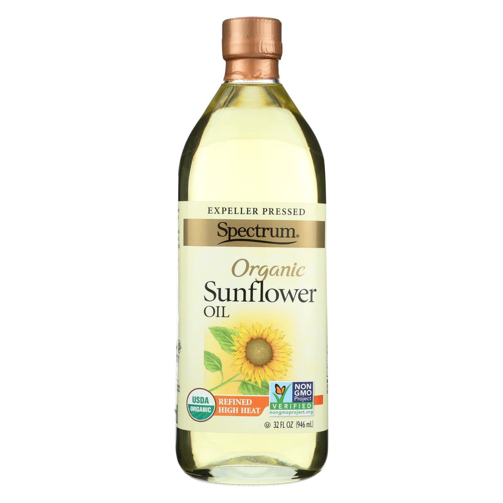 Spectrum Naturals High Heat Refined Organic Sunflower Oil - Case Of 12 - 32 Fl Oz.