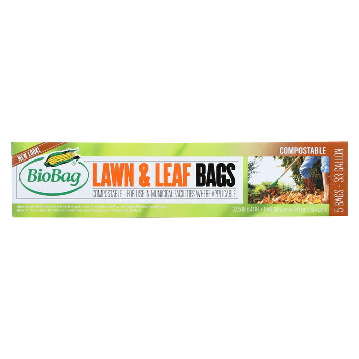 Biobag 33 Gallon Lawn And Leaf Bags - Case Of 12 - 5 Count