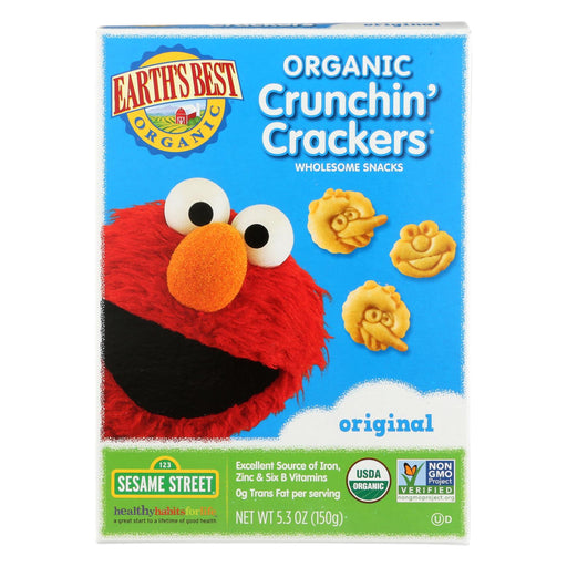 Earth's Best Organic Original Sesame Street Crunchin' Crackers - Case Of 6 - 5.3 Oz.