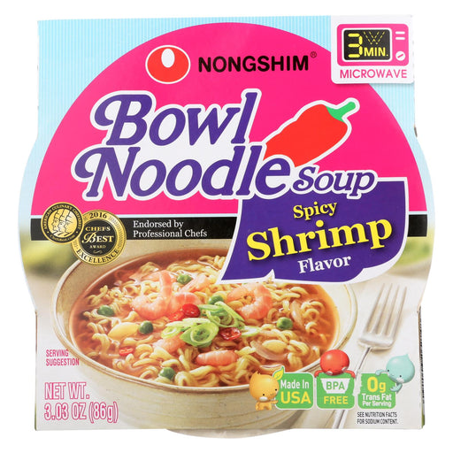 Nong Shim Spicy Shrimp Bowl - Noodle Soup - Case Of 12 - 3.03 Oz.
