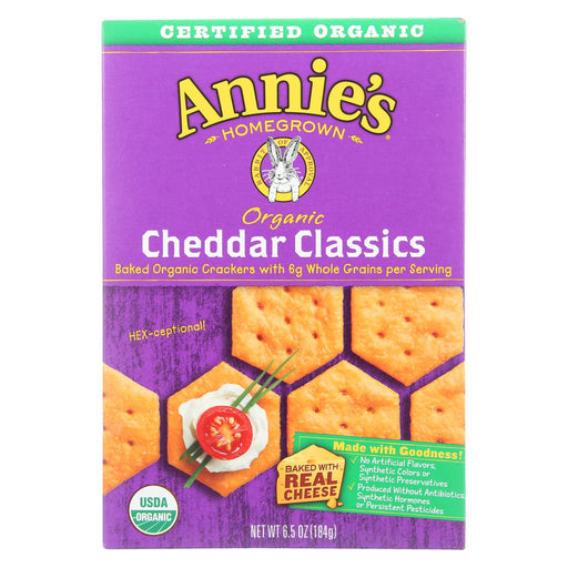 Annie's Homegrown Organic Cheddar Classic Crackers - Case Of 12 - 6.5 Oz.
