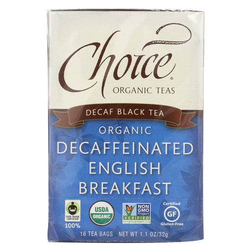 Choice Organic Black Tea - Decaffeinated English Breakfast - Case Of 6 - 16 Bags