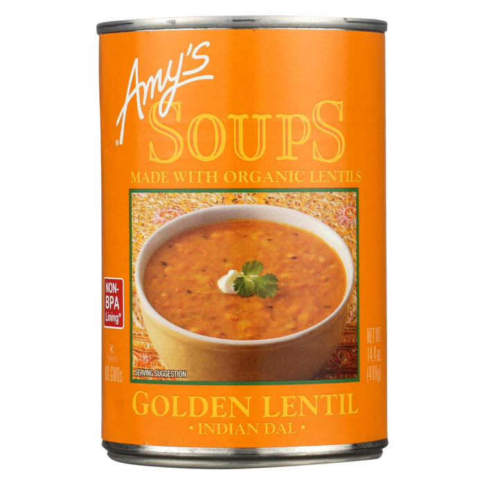 Amy's Soup - Organic - Lentil - Golden - Case Of 12 - 14.4 Oz