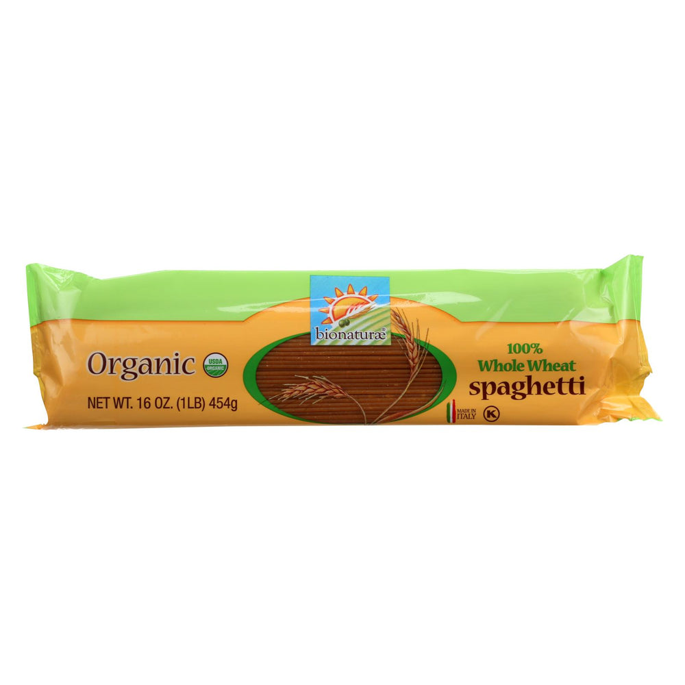 Bionaturae Pasta - Organic - 100 Percent Whole Wheat - Spaghetti - 16 Oz - Case Of 12