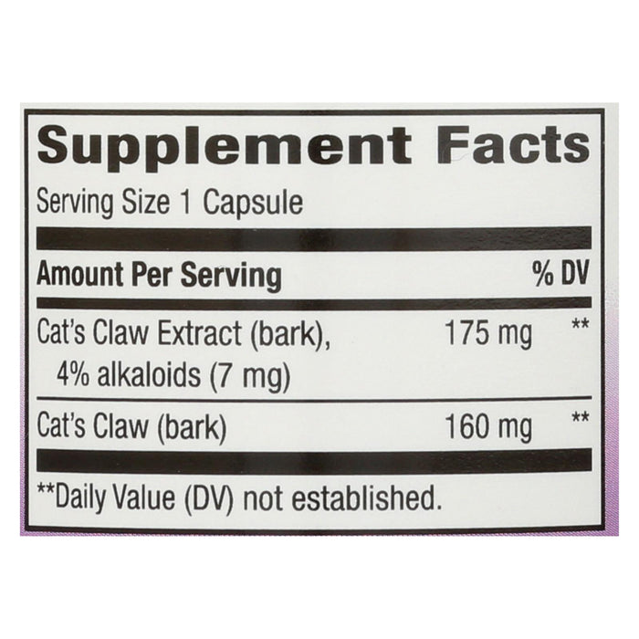 Nature's Way Cats Claw Standardized - 60 Capsules