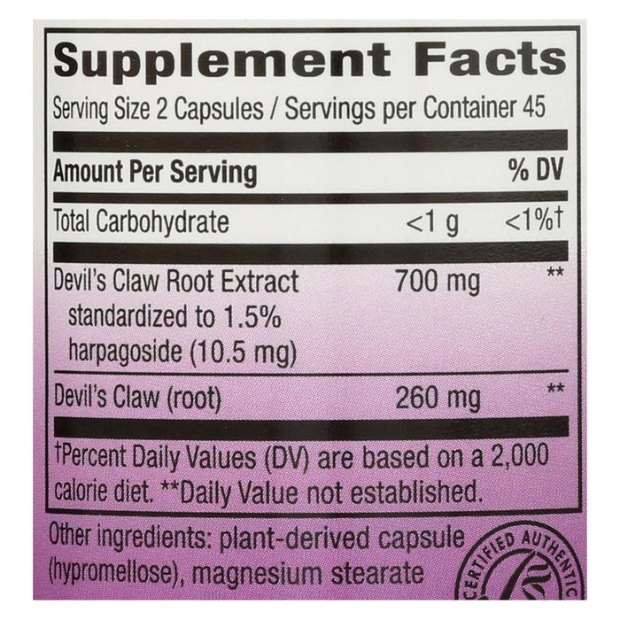 Nature's Way Devil's Claw Standardized - 90 Capsules