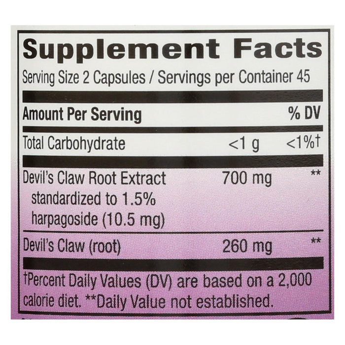 Nature's Way Devil's Claw Standardized - 90 Capsules