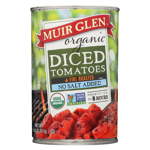 Muir Glen Diced Fire Roasted Tomato No Salt - Tomato - Case Of 12 - 14.5 Oz.