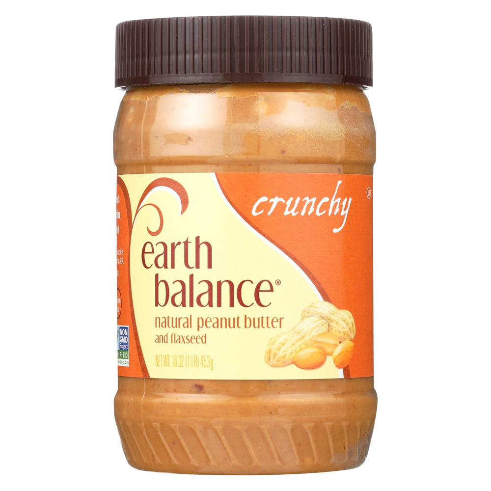 Earth Balance Crunchy Peanut Butter And Flaxseed - Case Of 12 - 16 Oz.