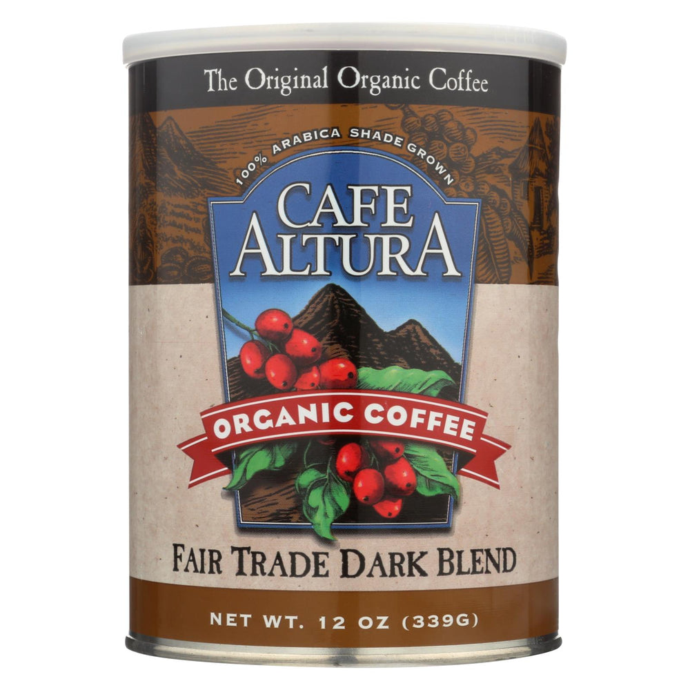 Cafe Altura 100% Organic Fair Trade Dark Blend Coffee - Case Of 6 - 12 Oz