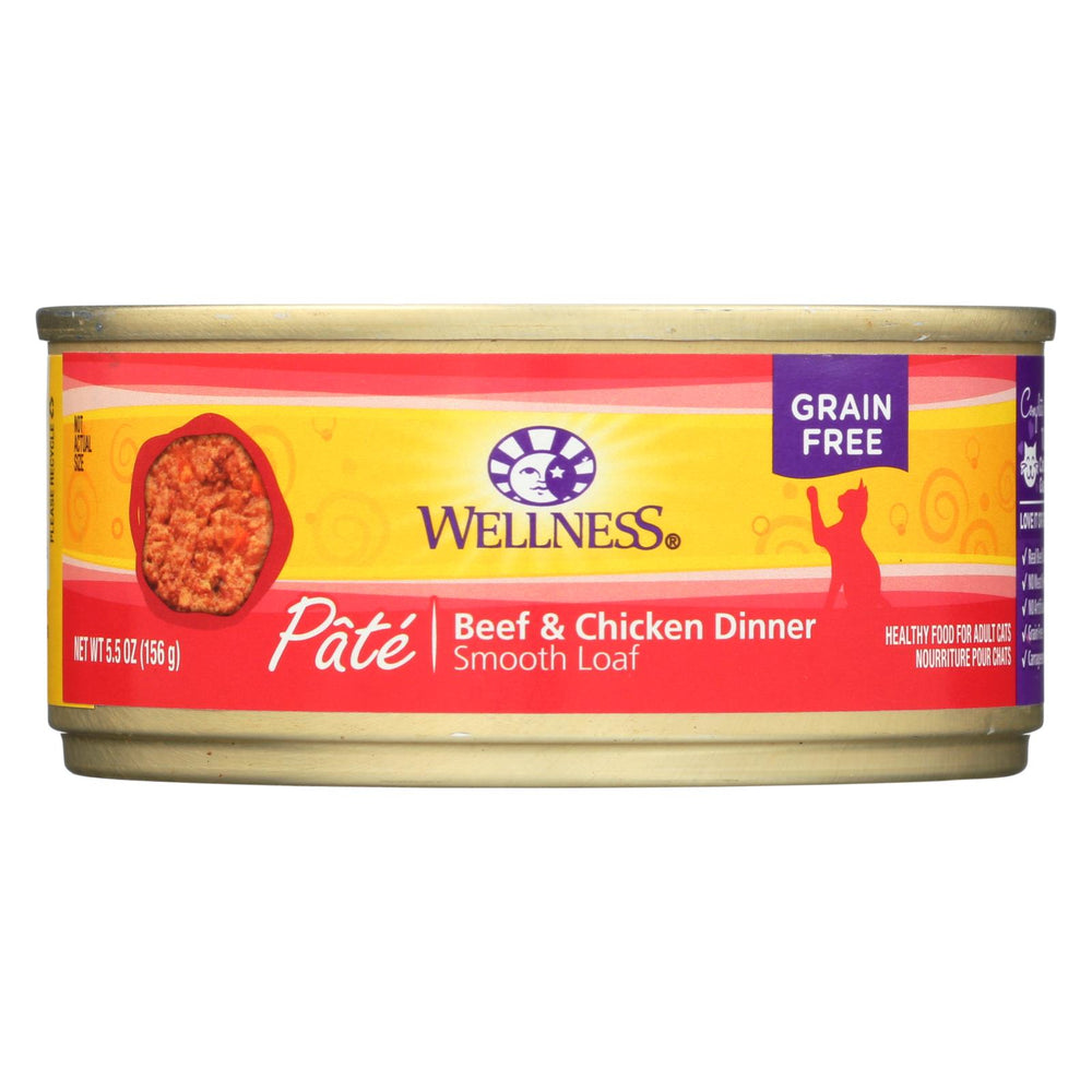 Wellness Pet Products Cat Food - Beef And Chicken - Case Of 24 - 5.5 Oz.
