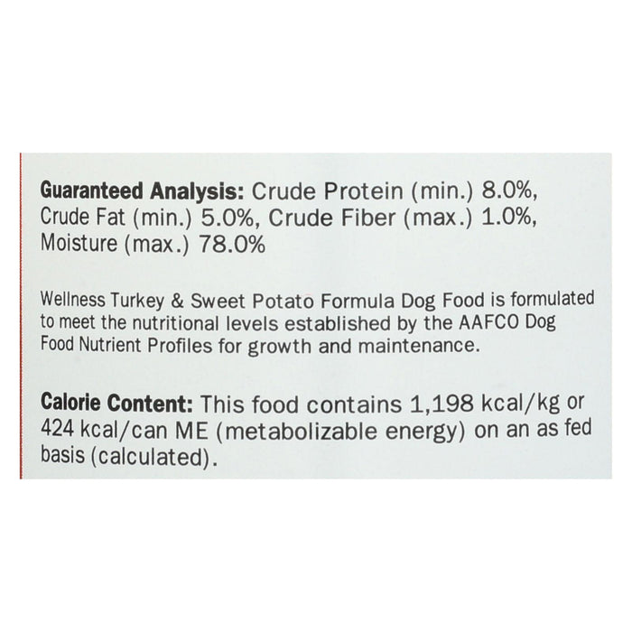 Wellness Pet Products Dog Food - Turkey And Sweet Potato Recipe - Case Of 12 - 12.5 Oz.