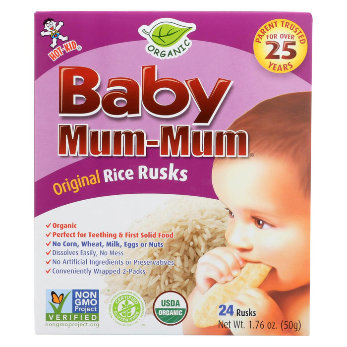 Hot Kid Organic Baby Mum Original Rice Rusks - Case Of 6 - 1.76 Oz.
