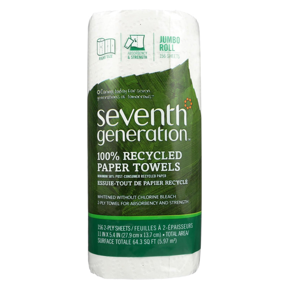 Seventh Generation Paper Towels - White - 156 Sheet Roll - Case Of 24