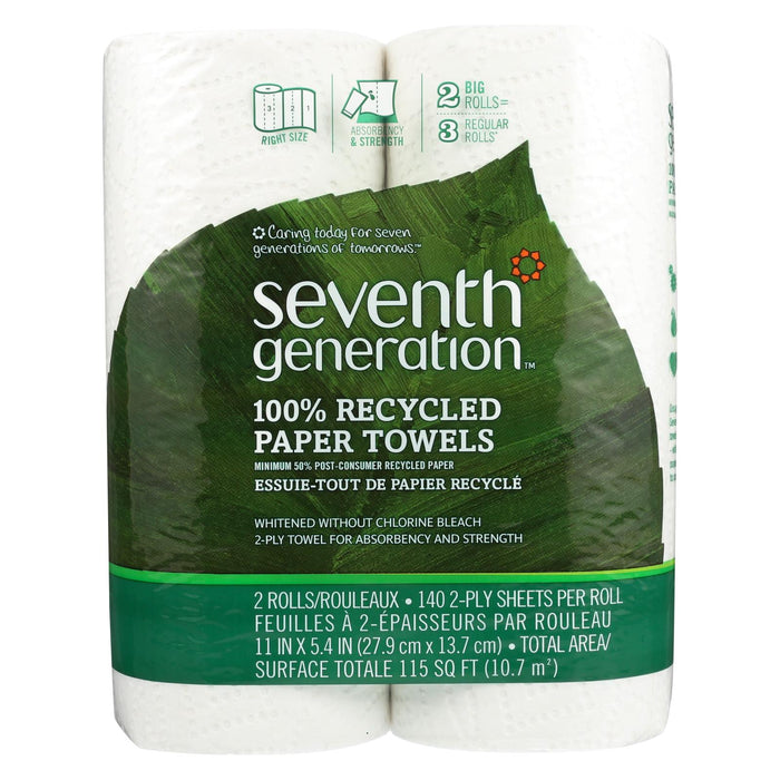 Seventh Generation Recycled Paper Towels - White - Case Of 12 - 140 Sheets