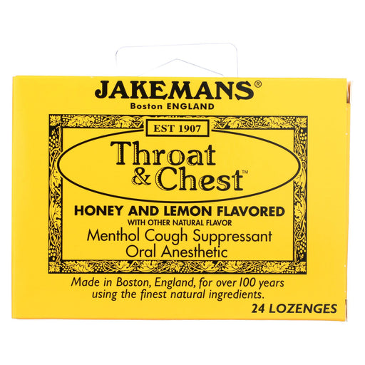 Jakemans Throat And Chest Lozenges - Honey And Lemon - 24 Pack