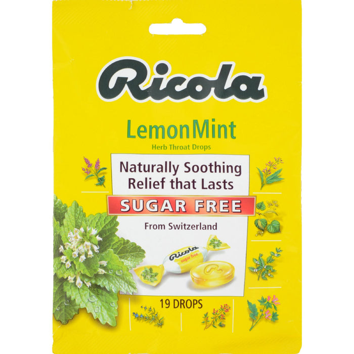 Ricola Sugar Free Drops - Lemon Mint - Case Of 12 - 19 Pack