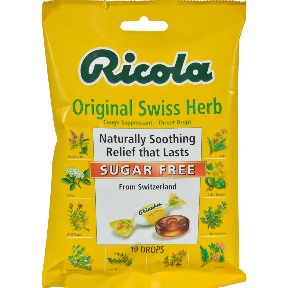 Ricola Sugar Free Drops - Swiss Herb - Case Of 12 - 19 Pack