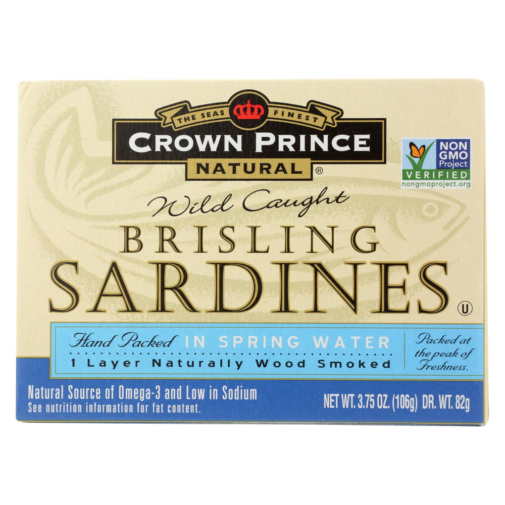 Crown Prince Brisling Sardines In Spring Water - Case Of 12 - 3.75 Oz.