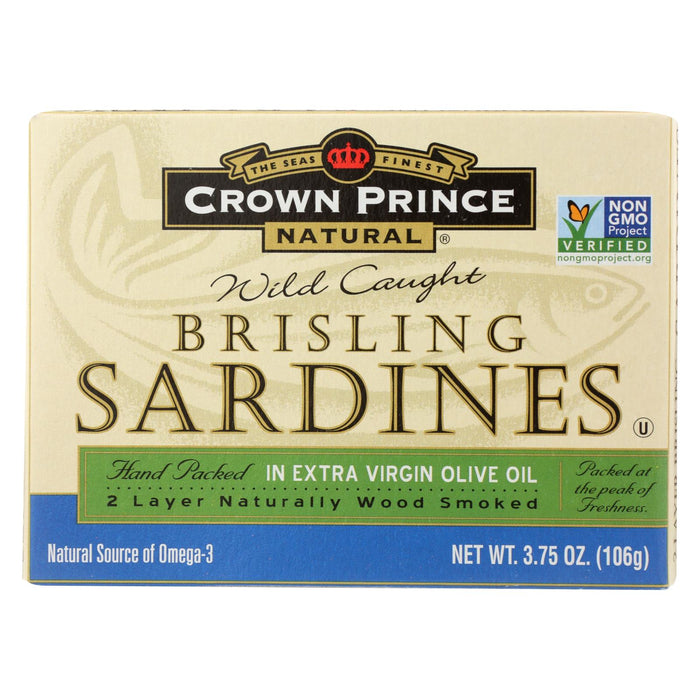 Crown Prince Brisling Sardines In Extra Virgin Olive Oil - Case Of 12 - 3.75 Oz.