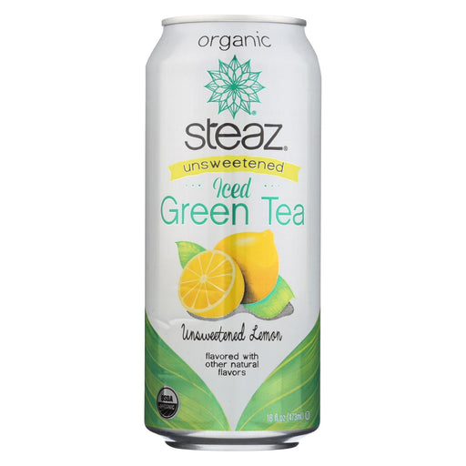 Steaz Unsweetened Green Tea - Lemon - Case Of 12 - 16 Fl Oz.