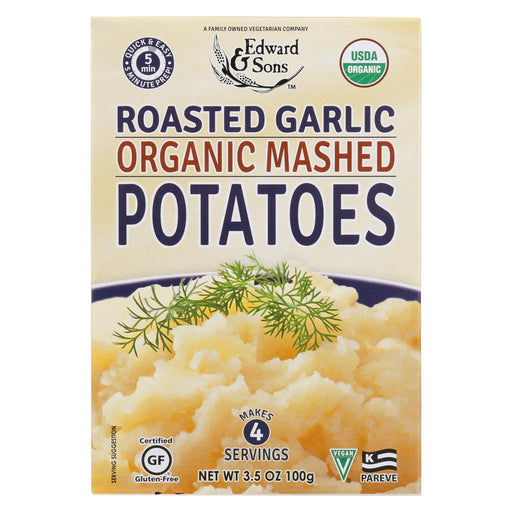 Edward And Sons Organic Mashed Potatoes - Roasted Garlic - Case Of 6 - 3.5 Oz.