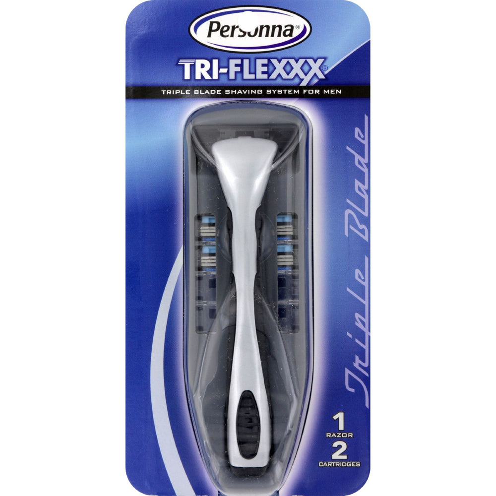 Personna Tri-flexxx Triple Blade Shaving System For Men - 1 Razor 2 Cartridges