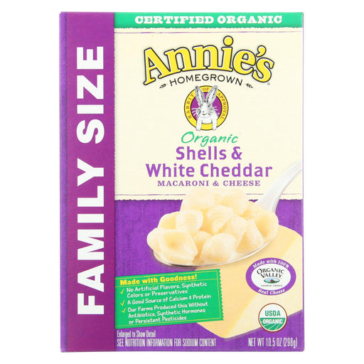 Annie's Homegrown Organic Family Size Shells And White Cheddar Macaroni And Cheese - Case Of 6 - 10.5 Oz.