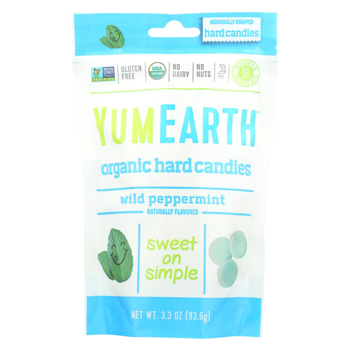 Yummy Earth Organic Candy Drops Wild Peppermint - 3.3 Oz - Case Of 6