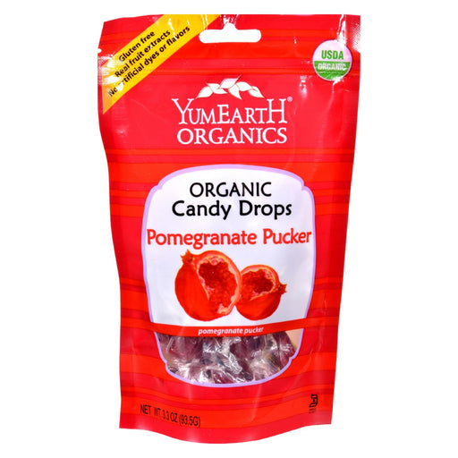 Yummy Earth Organic Candy Drops Pomegranate Pucker - 3.3 Oz - Case Of 6