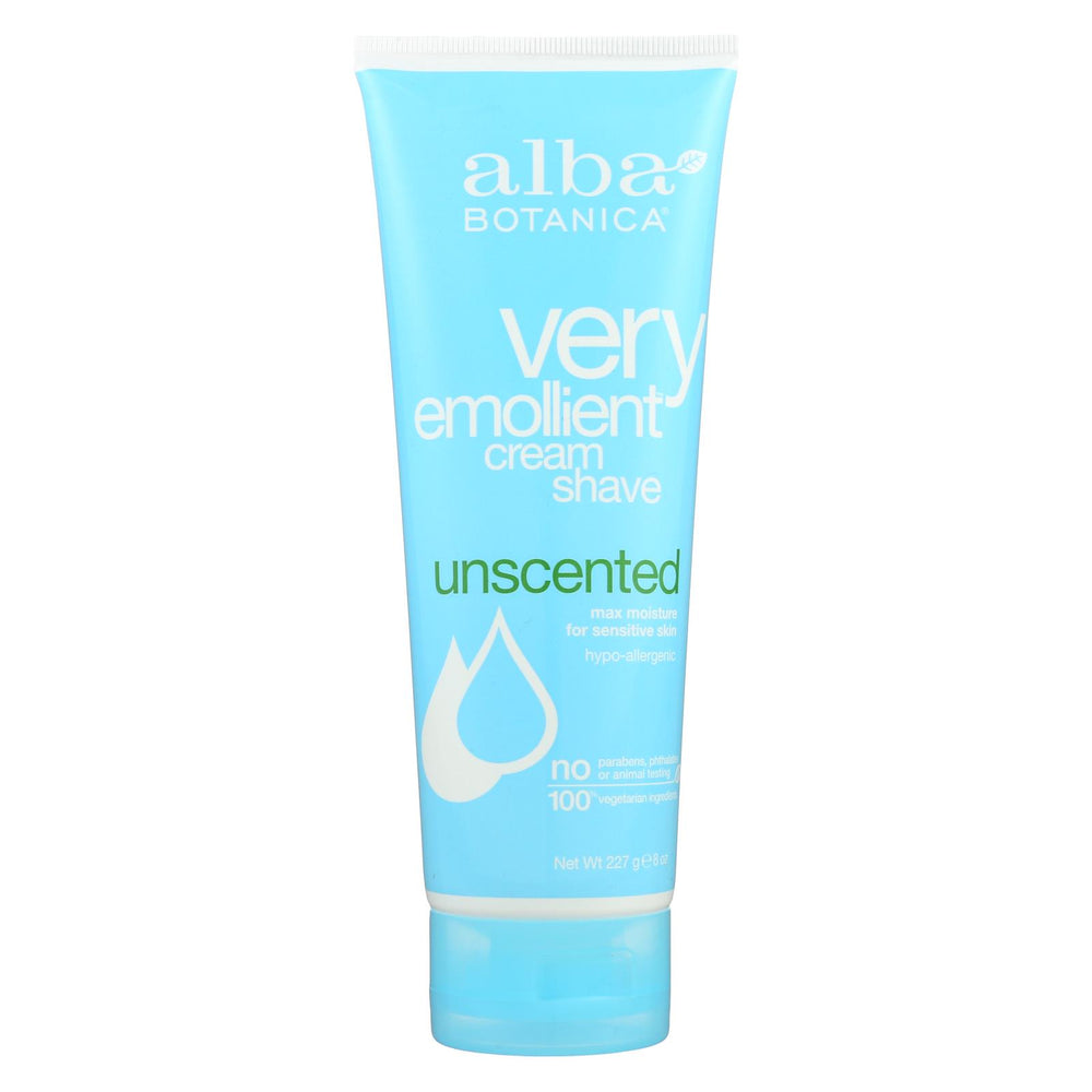 Alba Botanica Very Emollient Natural Moisturizing Cream Shave Unscented - 8 Fl Oz