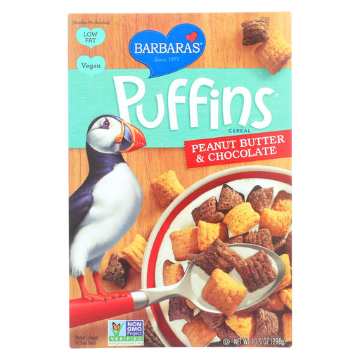 Barbara's Bakery Puffins Cereal - Peanut Butter And Chocolate - Case Of 12 - 10.5 Oz.