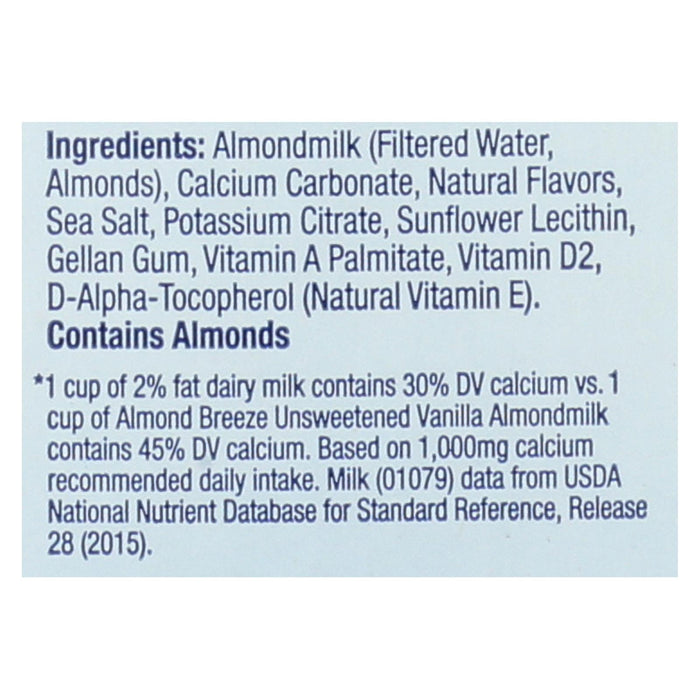 Almond Breeze Unsweetened Almondmilk -vanilla - Case Of 8 - 64 Fl Oz