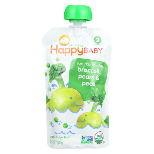 Happy Baby Organic Baby Food - Stage 2 - Broccoli Peas And Pears - Case Of 16 - 3.5 Oz