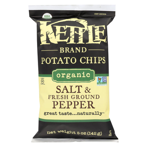 Kettle Brand Potato Chips - Organic - Salt And Fresh Ground Pepper - 5 Oz - Case Of 15