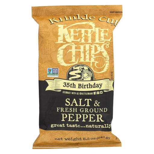 Kettle Brand Potato Chips - Salt And Fresh Ground Pepper - Case Of 12 - 8.5 Oz.